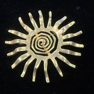 Gold Sunburst Brooch